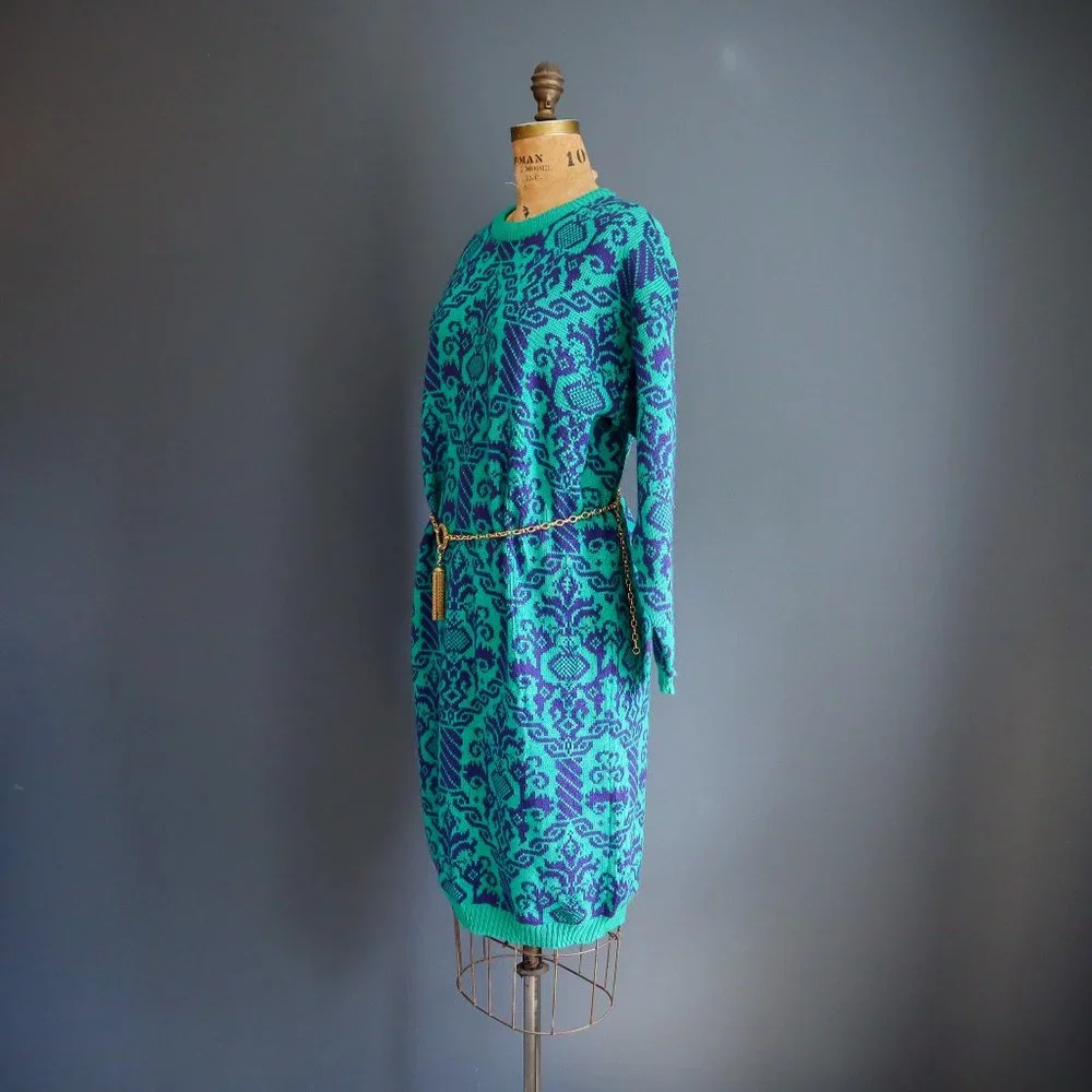 Purple and Green Acrylic Sweater Dress by DAKOTA - Picture 3 of 10